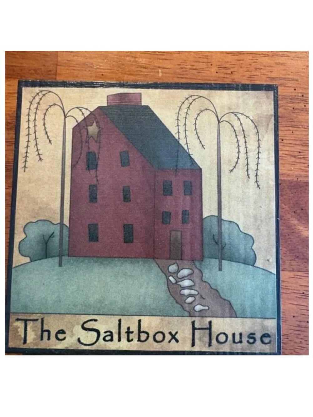 Folkart Primitive Art Decor Tier Tray Sign Wood